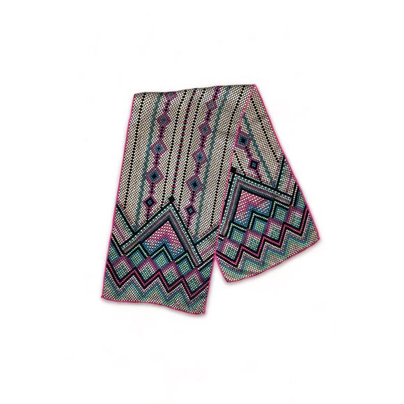 Vintage 70s Givenchy Signed Logo  Pixel Print Silk Scarf Large Rectangle Japan - Picture 5 of 6